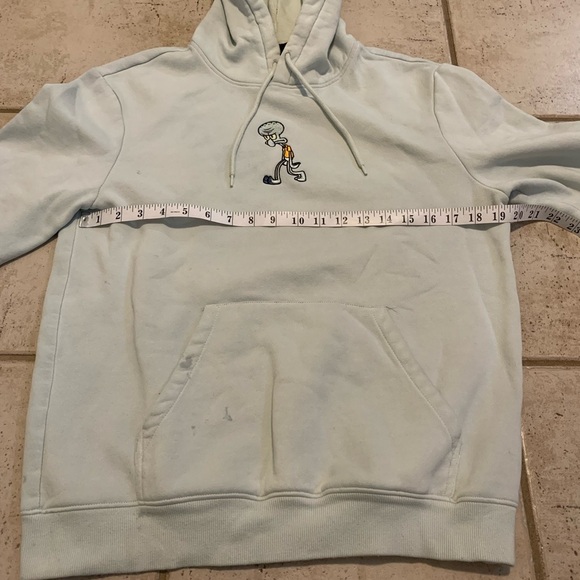 💜 H&M SpongeBob Squidward Embroidered Hoodie Regular Fit Light Mint Green Small - Picture 4 of 7